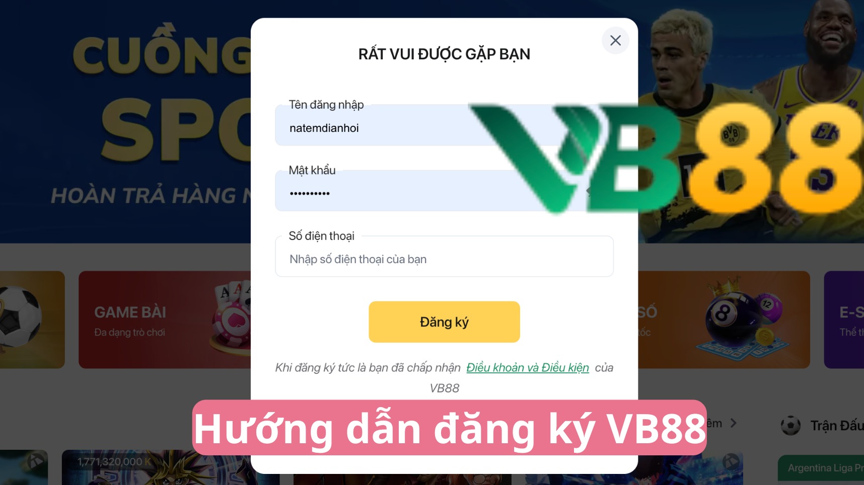 Hướng dẫn các bước đăng ký VB88 chi tiết