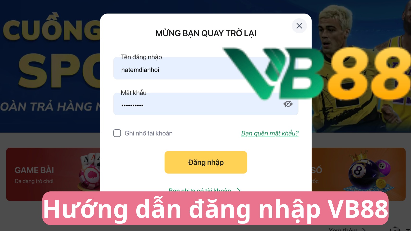 Hướng dẫn các bước đăng nhập VB88 cho tân thủ